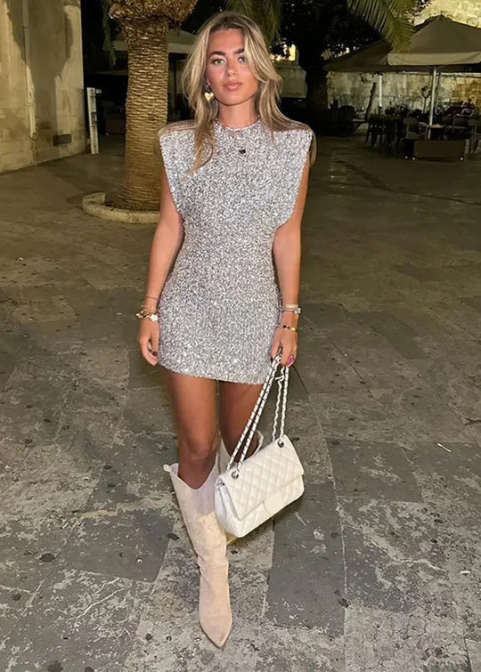 Eva Pailletten Kleid™ - Schimmernde und mit Schulterpolster